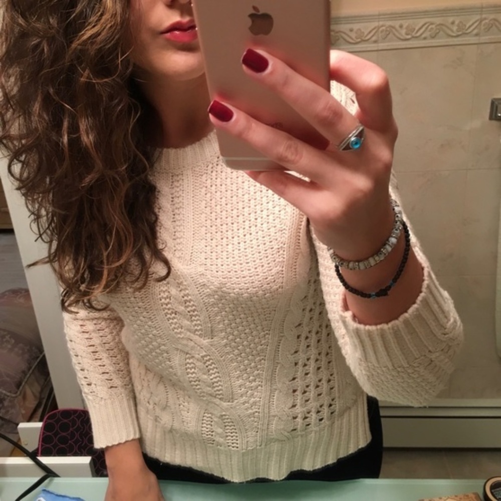 Pink Rose Large Oatmeal Sweater